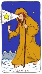 Illustration tarot L’Ermite par Claire Wijbick